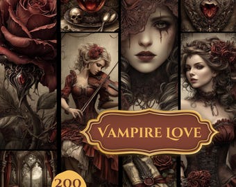 Vampire Love Junk Journal Kit 200 Pages Gothic Victorian Romance Dark Academia (Digital Download)