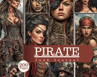 Pirate Junk Journal 200 Pages Vintage Nautical Ephemera Fantasy Steampunk (Digital Download)