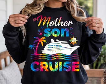 Mother Son Cruise PNG | Tie Dye Cruise Shirt Design | Family Vacation Graphic | Cruise Trip Sublimation | Instant Download
