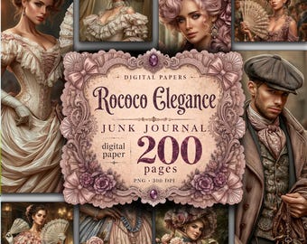 Rococo Junk Journal Digital Paper 200 Pages Victorian Ephemera Bundle Vintage (Digital Download)