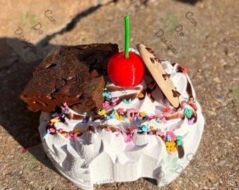 Whipped cream, brownie, cookie, sprinkles and cherry Lid for 40oz or 20/30oz Quencher Tumbler lid H2.0