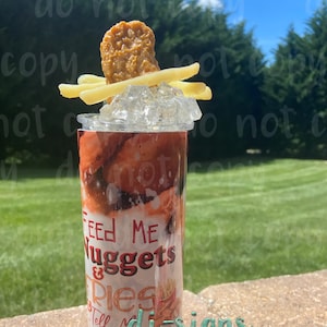 Chicken Nugget Fries Tell Me I'm Pretty 3D fake Ice Lid Lid & Sublimation 30oz or 20oz Skinny Insulated Tumbler, HOT Unique Gift