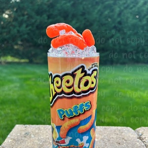Cheese puffs 3D fake Ice Lid Topper & Sublimation 30oz or 20oz Skinny Insulated Tumbler, HOT Unique Gift, great snack present