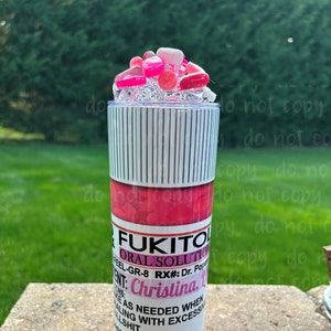 PINK Cup + Lid FUKITOL All Pills, no Bottle Fake 3D Ice Lid Sublimation 30oz or 20oz Skinny Tumbler, HOT Unique Gift