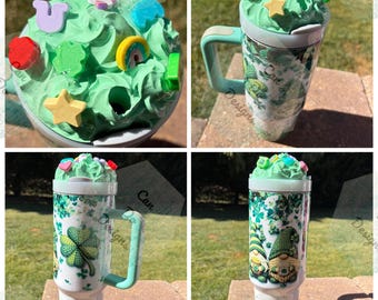 St. Patrick's Day Gnomes 40oz Tumbler with 3D Ice Lid Topper, Sublimated Stainless Steel