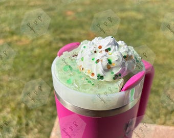 Shamrock Shake Tumbler Topper, 3D Quencher Lid Decor