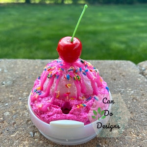 Pink ice cream scoop Lid for 40oz or 20/30oz Quencher Tumbler lid H2.0; 3D Topper ONLY Lid NOT included;  Hot NEW Beach favorite