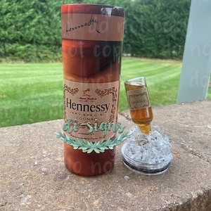 Cognac 3D Fake Ice Lid Topper & Sublimation 30oz or 20oz Skinny Insulated Tumbler, HOT Unique Gift