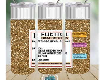 Fukitol Glitter Tumbler with 3D Pill Lid - Funny Prescription Gift
