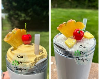 Pina Colada Pineapple Cherry fake ice topper for 40oz or 20/30oz Quencher Tumbler lid H2.0; 3D Topper ONLY Lid NOT included;  Choice