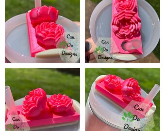 Peony Flowers topper for 40oz or 20/30oz Stanley  Tumbler lid H2.0; 3D Topper ONLY Lid NOT included;  Hot NEW cup favorite 2 flowers