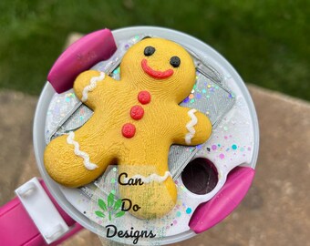 Gingerbread man cookie Stanley topper for 40 or 20/30oz Stanley H2.0 Tumbler lid;  Hot NEW Holiday favorite; Winter topper; Christmas
