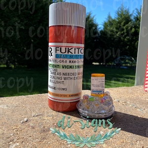 FUKITOL Prescription Amber Pill Bottle with Fake Ice; 3D Lid Topper & Sublimation 30oz or 20oz Skinny Tumbler; Funny HOT Nurse Gag Gift