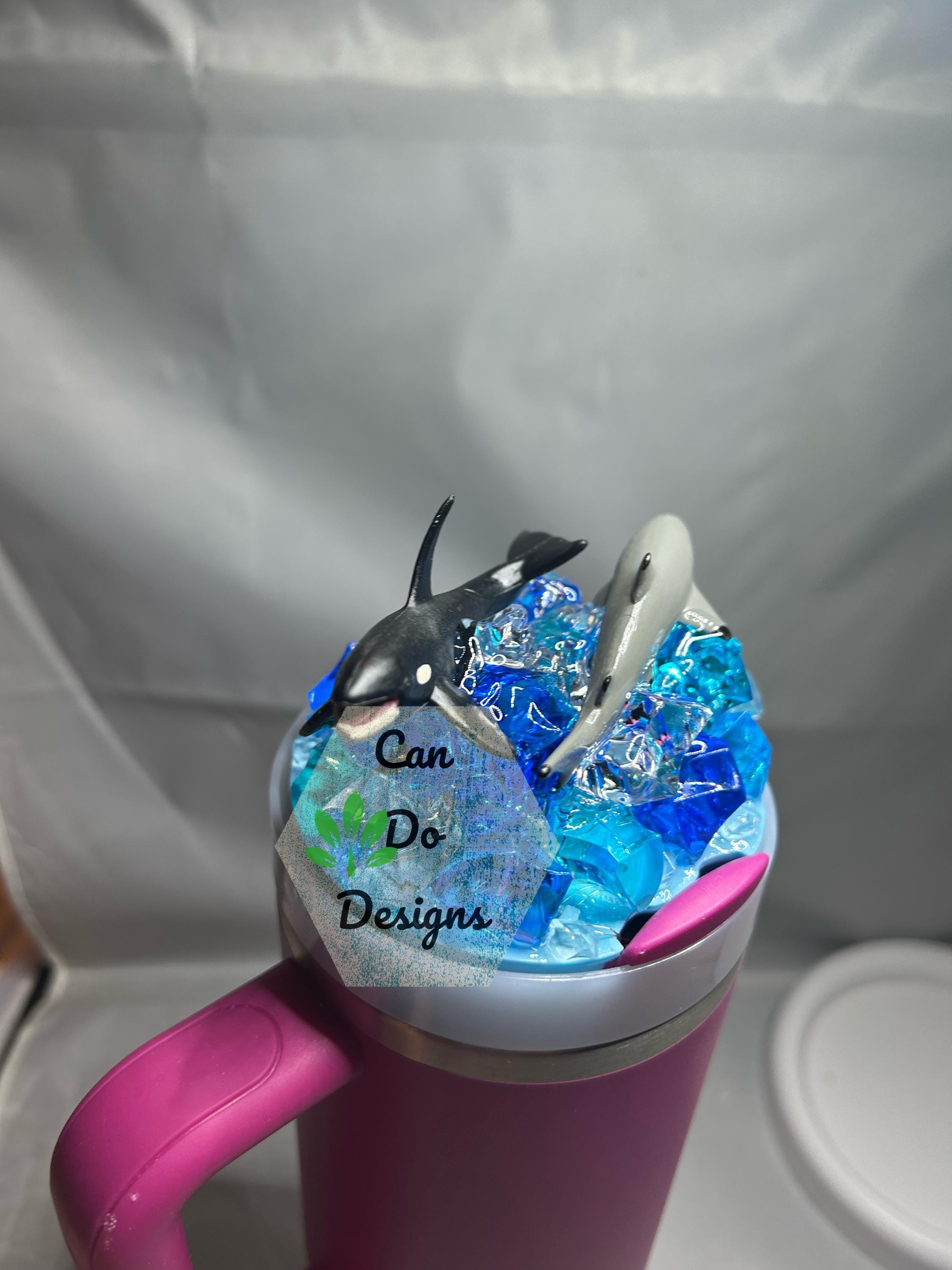 Shark and Whale in Water for 40oz or 20/30oz Stanley Tumbler Lid
