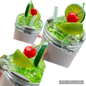 Cherry Lime fake ice topper for 40oz or 20/30oz Stanley  Tumbler lid H2.0; 3D Topper ONLY Lid NOT included;  Hot NEW Beach favorite