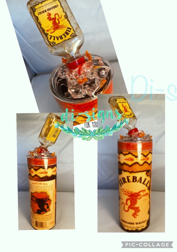 Fire Whiskey 3D Fake Ice Lid Topper & Sublimation 30oz or 20oz Skinny Insulated  Tumbler, HOT Unique Gift 