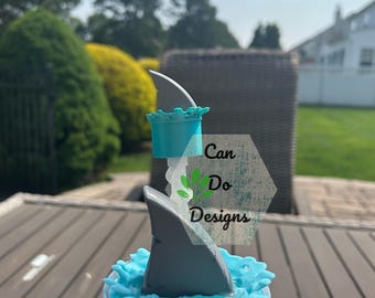 Shark fin in a water splash for 40oz or 20/30oz Stanley  Tumbler lid H2.0; 3D Topper ONLY Lid and topper NOT included; Beach favorite