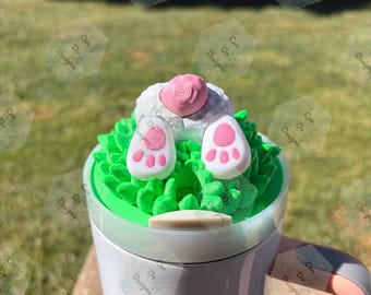 Easter Bunny Butt in grass Tumbler Topper, 3D Lid Decor for Stanley Quencher h2.0