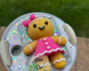 Gingerbread girl cookie Stanley topper for 40 or 20/30oz Stanley H2.0 Tumbler lid;  Hot NEW Holiday favorite; Winter topper; Christmas