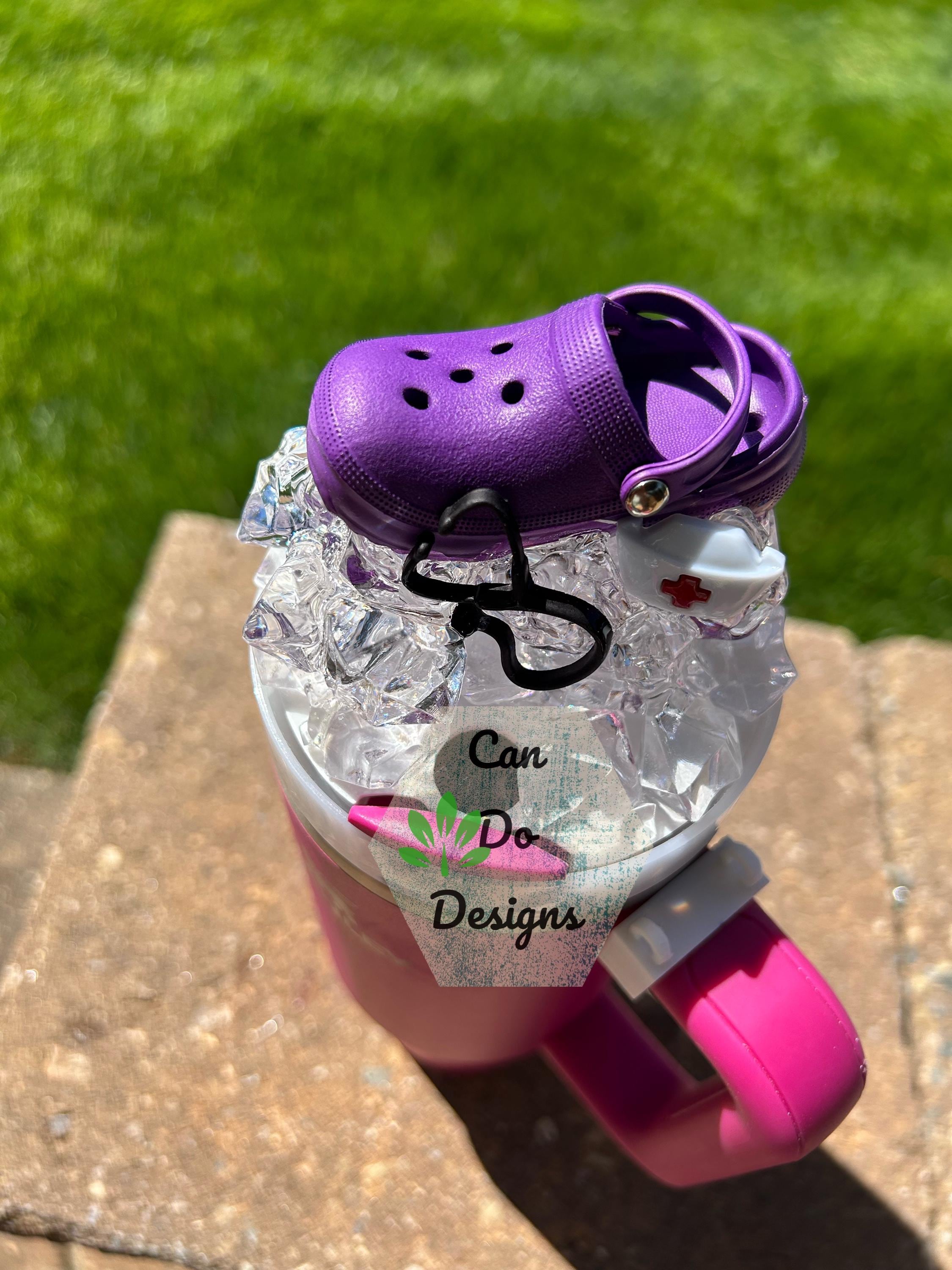 Nurse shoe croc topper for 40oz or 20/30oz Quencher Tumbler lid H2.0;Lid NOT included; 3D Tumbler Topper; multiple colors, Optional Lights