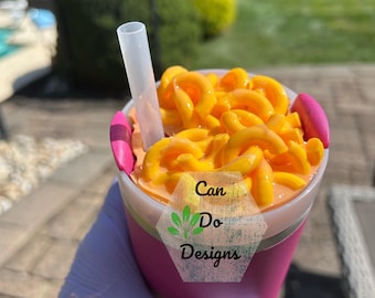 Macaroni and cheese fake topper for 40oz or 20/30oz Quencher Tumbler lid H2.0; 3D Topper ONLY Lid NOT included;  Summer food favorite