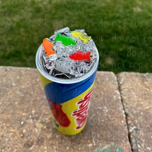 Cup + 3D Lid Candy Fish Sublimation 30oz / 20oz Skinny Insulated Tumbler & Topper, OR plain Lid; Unique HOT present gift