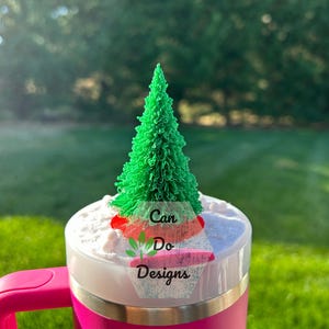 Green Christmas Tree Topper for 40 or 20/30oz Stanley H2.0 Tumbler lid;  Hot NEW Holiday favorite; Winter Large topper