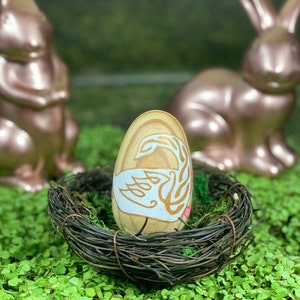 Ostara Egg - Frigga&#39;s Goose Painted Wood Egg - Ostara Blot Tool for Fertility Ritual - Pagan Spring Equinox Ritual - Ostara Decoration Decor