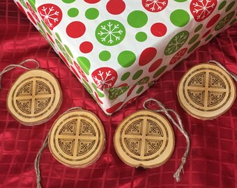Sunwheel Yule Ornaments - Ready to Ship - Set of 4 - Viking Yule Tree Decorations - Asatru Ornaments - Viking Gift