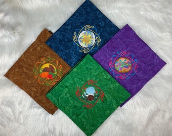 Holiday Altar Cloths Set of 4 - Made to Order - Spring Equinox, MidSummer Solstice, Autumn Equinox, Winter Yule Altar Square Table Topper