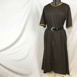 Viking Underdress - The Northerner - Large Size Brown Cotton Undergown - Norse Dress - Pagan Dress - Viking Costume - Viking Ren Faire