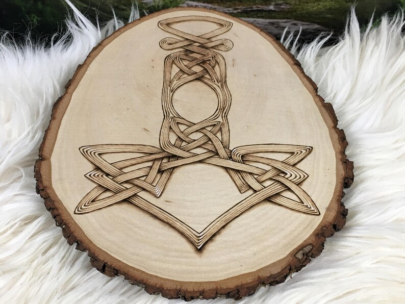 Knotwork Mjolnir Viking Wall Hanging Thor's Hammer Wood Etsy