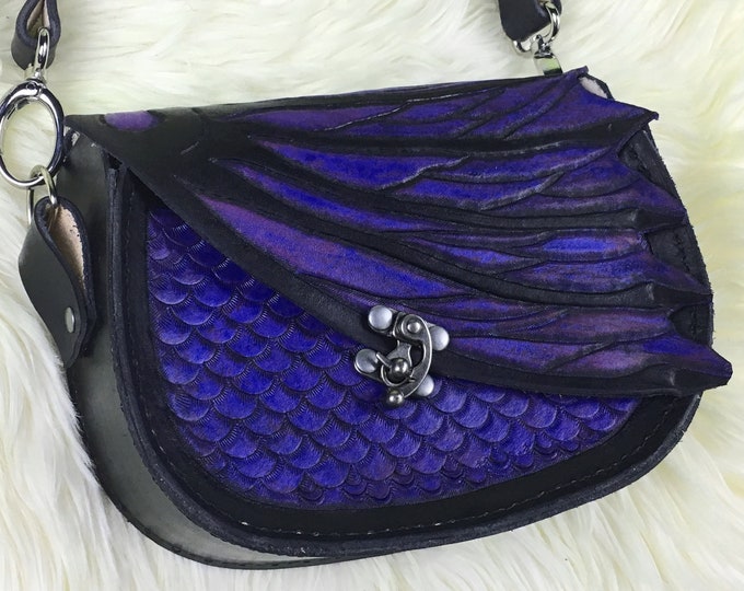 Leather Dragon Purse Purple Dragon Shoulder Bag Women's Leather Dragon