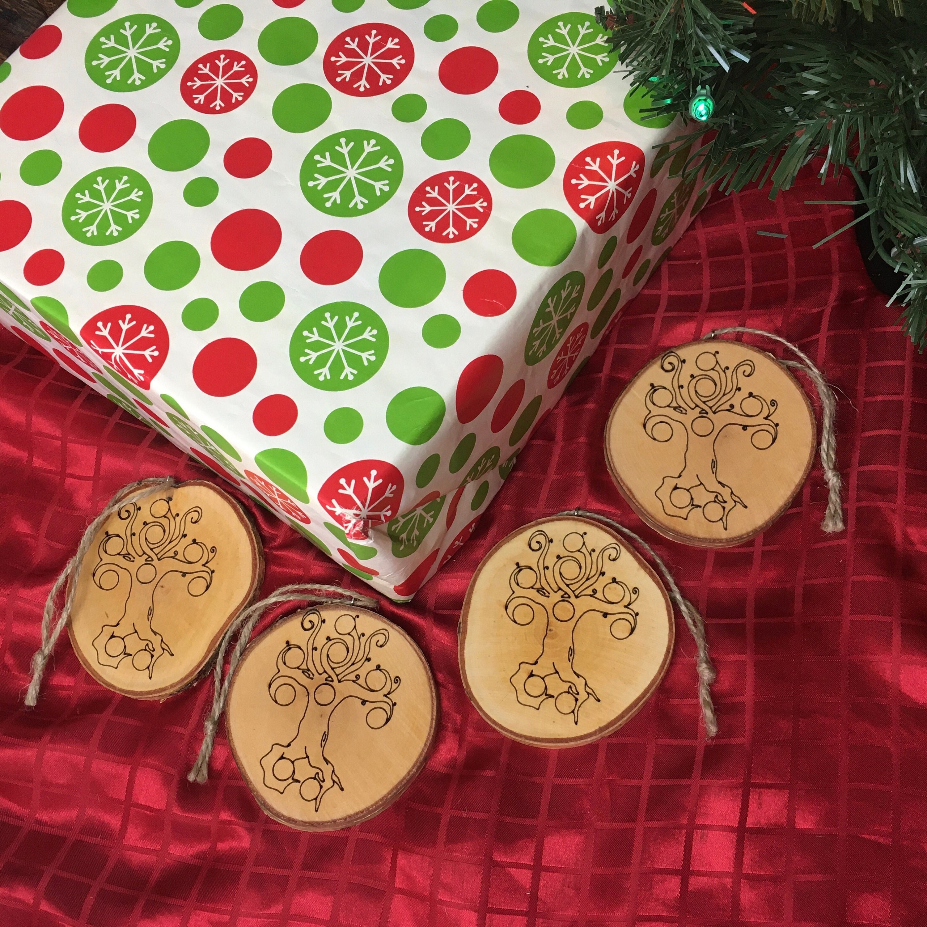 Yggdrasil World Tree Yule Ornaments - Ready to Ship - Set of 4 - Viking Yule Tree Decorations - Asatru Ornaments - Viking Gift