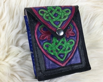 Small Leather Belt Pouch - Made to Order - Celtic Heart Knot work - Belt Pouch - Viking Belt Pouch - Hip Bag - Belt Bag - Leather Hip Bag