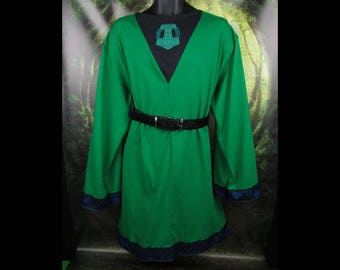 Viking Tunic - The Traveler - Mjolnir - Large Kelly Green Cotton - Long Sleeves - Viking Garb - Viking Clothing