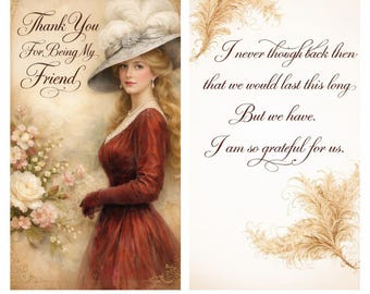 Vintage Edwardian Elegant Friendship Card – Long-Time Friend Appreciation