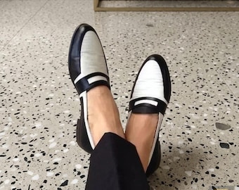 Handgefertigte Spectator Leder Penny Loafers, Double Shade Dress Schuhe