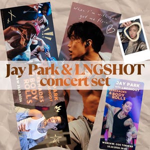 May include: A collage of photographs featuring Jay Park and LNGSHOT during a concert. The images include performance shots, a polaroid-style photo, and text reading Jay Park & LNGSHOT concert set, Serenades & Body Rolls, and Warsaw, COS TORWAR 10.10.2026.