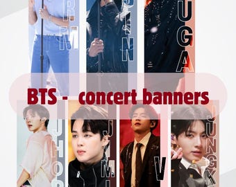 BTS concert banners - 2 sizes, cute graphic on the back | bookmark, wall decoration