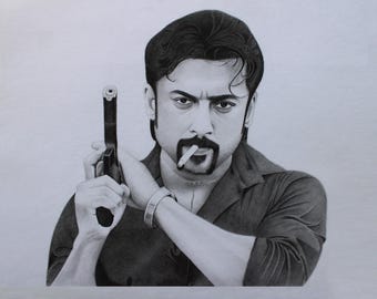 Dibujo de retrato a grafito, boceto realista a lápiz, arte en blanco y negro