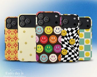 Retro Smiley Face Phone Case | Y2K Aesthetic iPhone Cover | Trendy Gift for Her
