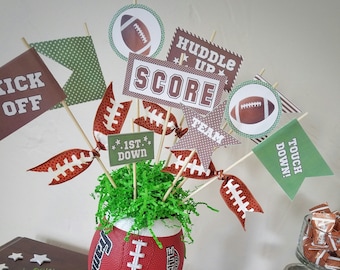 DIY Football Pennant Printables, Football Printables, Football Centerpiece, Party Decor, Birthday Party Decor, Coaches Gifts, Automatic Down