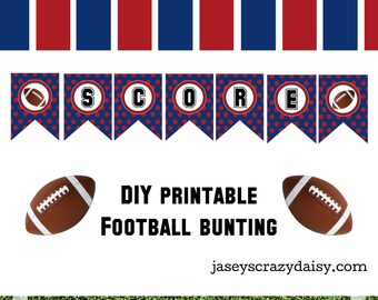 DIY Printable Score Red and Blue Football Bunting - Téléchargement immédiat