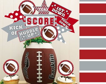 Red and Silver Football Party Printables (Automatic Download)
