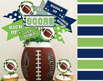 Navy and Green Football Party Printable Package (Automatic Download)