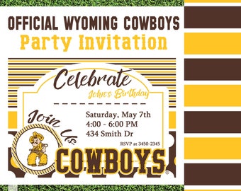 Invitation fête d'anniversaire personnalisée Cowboys du Wyoming, téléchargement numérique, Invitation de fête d'anniversaire Cowboys du Wyoming, Faire-part de remise des diplômes