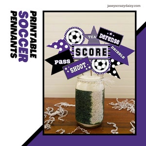 DIY Druckbare Lila und Schwarze Fußball Wimpel