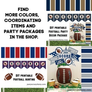DIY Football Fanion Printables, Navy and Gold, Football Centerpiece, Football Parties, Coaches Gifts, Automatic Download image 4