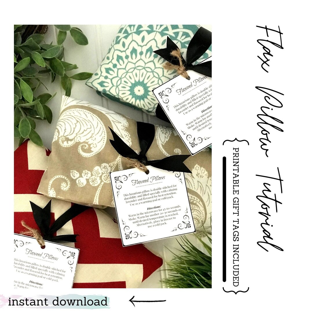 Easy Flax Pillow Tutorial With Printable Gift Tags (instant Download) - Etsy